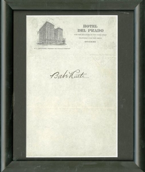Babe Ruth Signed and Framed Stationary
